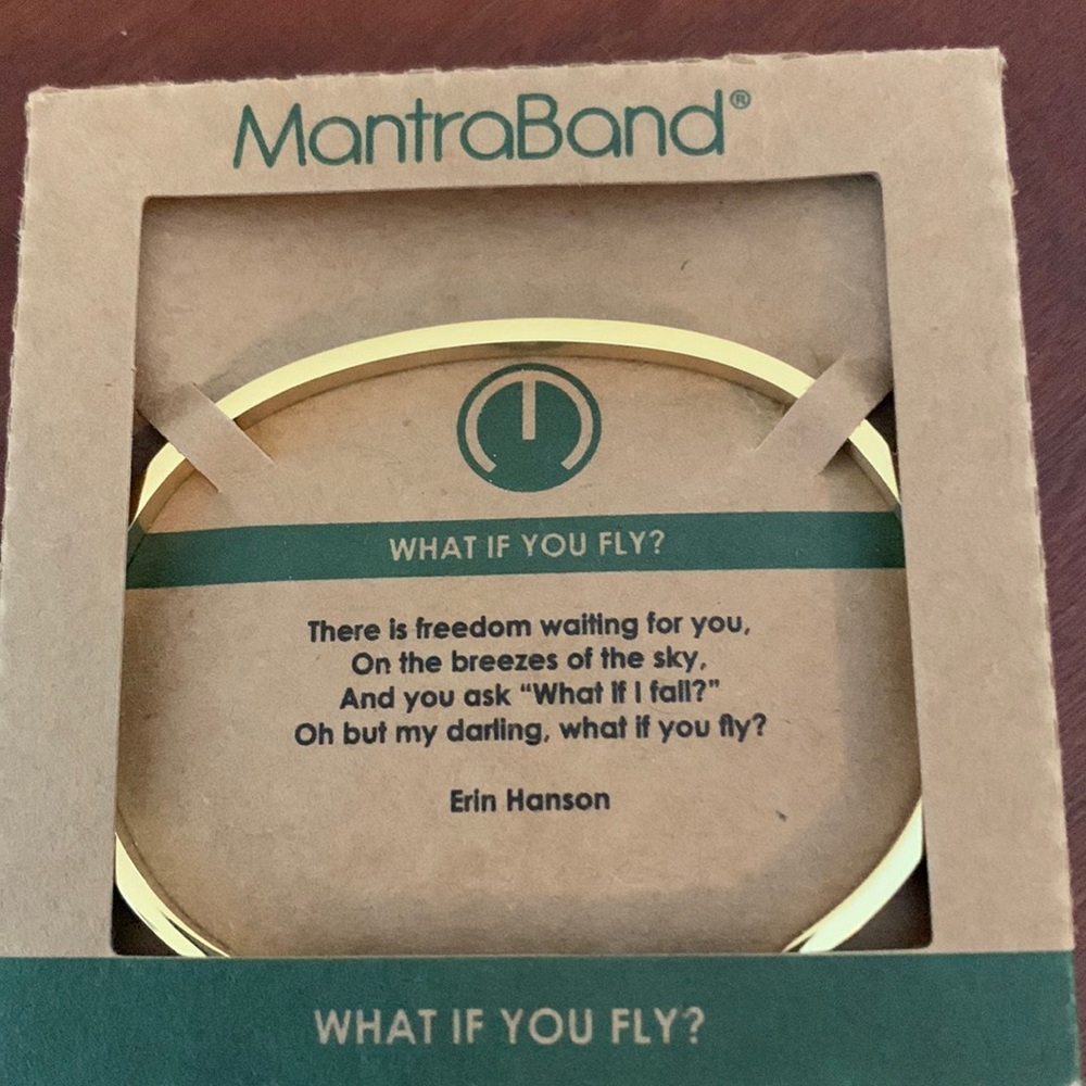 Mantra band gold bracelet; What if you fly?